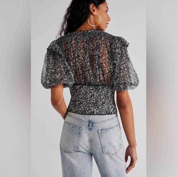 Free People Beatrice Top in black combo - Picture 2 of 5